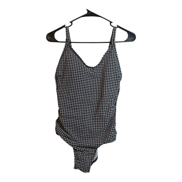 Kona Sol Other - Kona Sol Textured Gingham Ruched Full Coverage One Piece Swimsuit Size Small